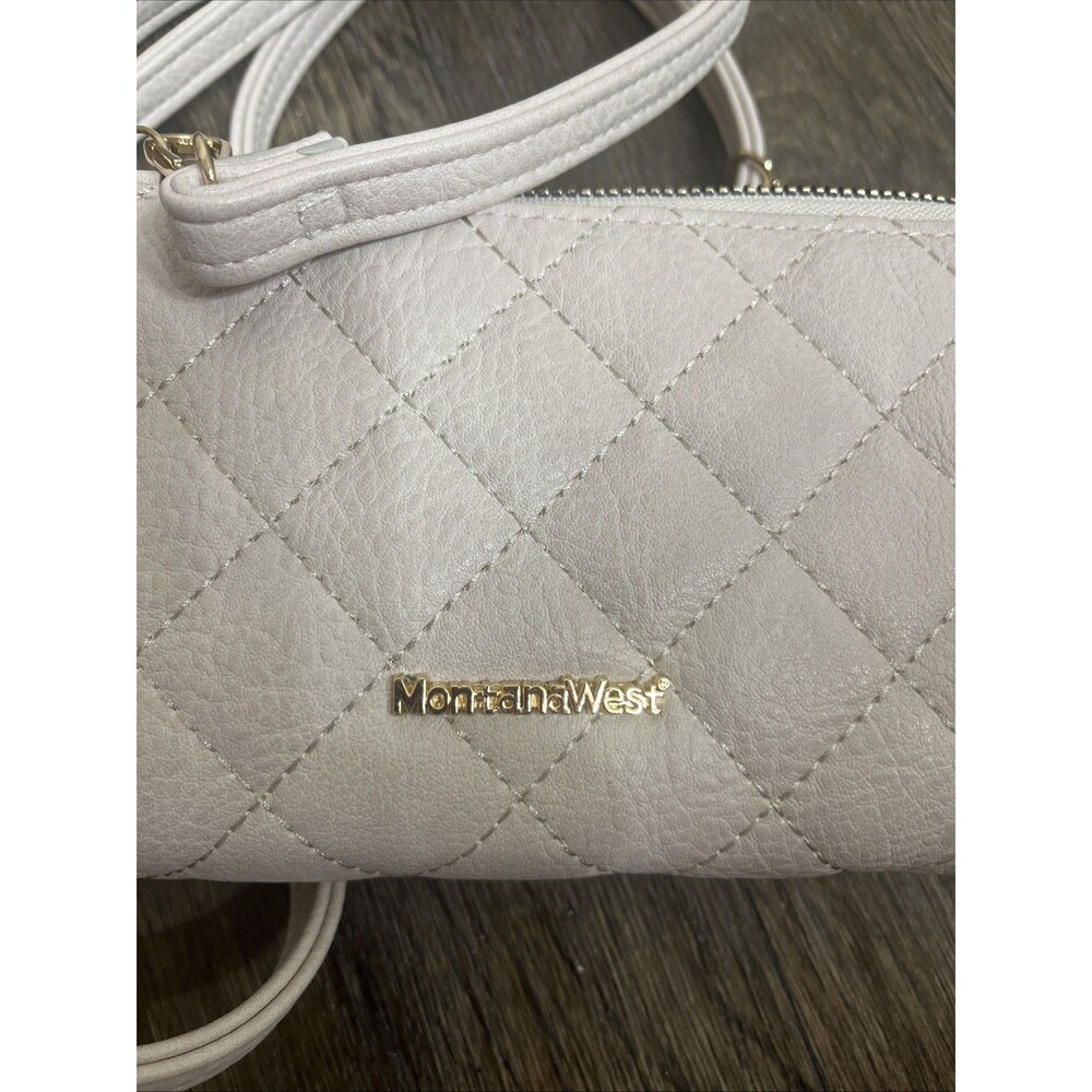 MONTANA WEST Western Leather Crossbody Quilted Handbag Beige Off-White - Picture 3 of 13